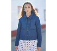 Yumi Women's Blue Chambray Quilted Jacket With Cherry Lining | Size: 16 Yumi Blue 16