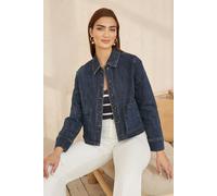 Yumi Women's Blue Denim Jacket With Patch Pockets | Size: 16
