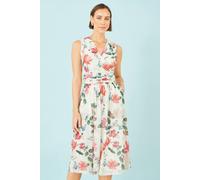Yumi Women's Blurred Floral Mesh Wrap Midi Dress in Ivory | Size: 24