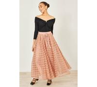 Yumi Women's Blush Pink Spot & Rose Tulle Skirt in Light Pink | Size: 10