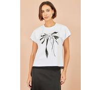 Yumi Women's Bow T-Shirt With Lace in White | Size: 12