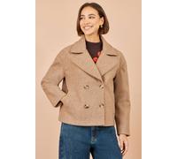 Yumi Women's Boxy Cropped Jacket in Beige | Size: 18