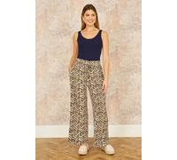 Yumi Women's Brown Animal Print Relaxed Fit Trousers | Size: 8