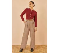 Yumi Women's Brown Check Wide Leg Trousers | Size: 14 Yumi Brown 14