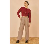 Yumi Women's Brown Check Wide Leg Trousers | Size: 16 Yumi Brown 16
