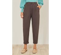 Yumi Women's Brown Cotton Canvas Chino Trousers | Size: 8 Yumi Brown 8
