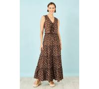 Yumi Women's Brown Daisy Print Maxi Skirt | Size: 14