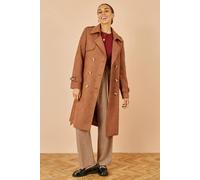 Yumi Women's Brown Faux Suede Trench Coat | Size: 14 Yumi Brown 14