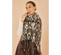 Yumi Brown Leopard Print Soft Scarf Brown