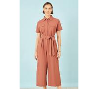 Yumi Women's Brown Utility Relaxed Jumpsuit in Terracotta | Size: 18 Yumi Terracotta 18
