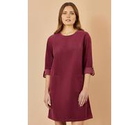 Yumi Women's Burgundy Cord Tunic Dress With 3/4 Sleeves & Pockets | Size: 16