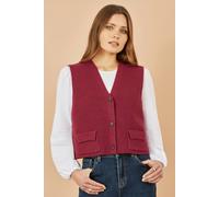 Yumi Women's Burgundy Knitted Pullover Waistcoat | Size: Large Yumi Burgundy L