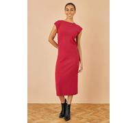Yumi Women's Burgundy Knitted Ruched Midi Dress | Size: Large Yumi Burgundy L