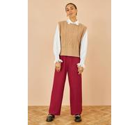 Yumi Women's Burgundy Wide Leg Trousers | Size: 10 Yumi Burgundy 10