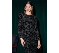 Yumi Women's Burnout Velvet Midi Dress in Black | Size: 12 Yumi Black 12