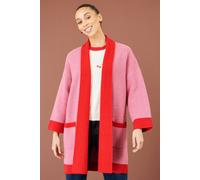 Yumi Women's Contrast Knitted Cardigan Sweater in Pink | Size: Medium