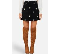 Yumi Women's Cosmic Embroidered Mini Skirt in Black | Size: 12