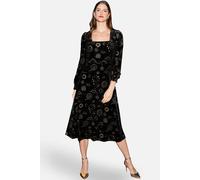 Yumi Women's Cosmic Foil Print Midi Dress in Black | Size: 18