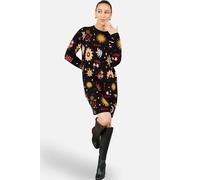 Yumi Women's Cosmic Intarsia Knitted Tunic Dress in Black | Size: Large