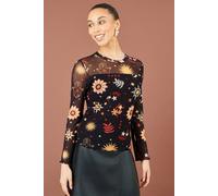 Yumi Women's Cosmic Mesh Top in Black | Size: 10