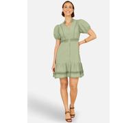 Yumi Women's Cotton Lace Trim Skater Shirt Dress in Light Green | Size: 10 Yumi Light Green 10