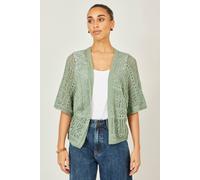 Yumi Women's Crochet Edge To Edge 3/4 Sleeve Cardigan Sweater in Green | Size: Small