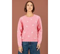 Yumi Women's Daisy Embroidered Relaxed Jumper in Pink | Size: Large