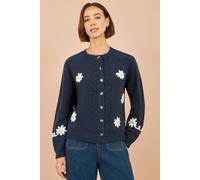 Yumi Women's Daisy Stitch Cardigan in Navy | Size: Large Yumi Navy L