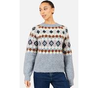 Yumi Women's Fairisle Wool Blend Relaxed Jumper in Light Grey | Size: Small