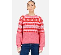 Yumi Women's Fairisle Wool Blend Relaxed Jumper in Raspberry | Size: Large Yumi Raspberry L
