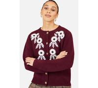 Yumi Women's Floral Embroidered Cardigan Sweater in Wine | Size: Small