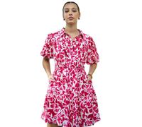 Yumi Women's Floral Print Viscose Relaxed Shirt Dress in Fuchsia | Size: 8