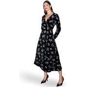 Yumi Women's Floral Velvet Midi Wrap Dress in Black | Size: 14 Yumi Black 14