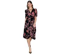 Yumi Women's Floral Wrap Dress With Ruched Sleeves in Black | Size: 10