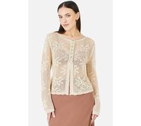 Yumi Women's Flower Crochet Button Up Cardigan in Cream | Size: Medium Yumi Cream M