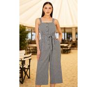 Yumi Women's Gingham Button Through Jumpsuit in Black | Size: 18