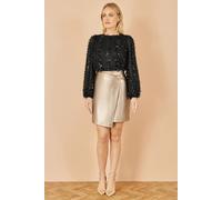 Yumi Women's Gold Faux Leather Wrap Mini Skirt | Size: 14 Yumi Gold 14