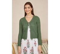 Yumi Women's Green Crochet Tie Front Cardigan | Size: Small Yumi Green S
