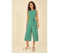 Yumi Green Ditsy Daisy Sleeveless Culotte Jumpsuit (Green, 16)