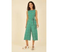 Yumi Women's Green Ditsy Daisy Sleeveless Culotte Jumpsuit | Size: 18