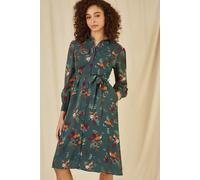 Yumi Women's Green Fox Print Shirt Midi Dress | Size: 14