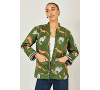 Yumi Women's Green Fox Reversible Cotton Quilted Jacket | Size: 10 Yumi Green 10