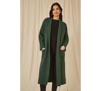 Yumi Women's Green Knitted Maxi Cardigan With Pockets | Size: Medium Yumi Green M