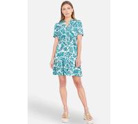 Yumi Women's Green Leaf Print Viscose Dress in Teal | Size: 8 Yumi Teal 8