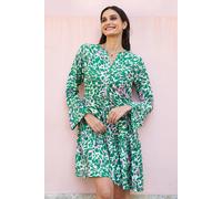 Yumi Women's Green Leopard Print Tunic Dress | Size: 10