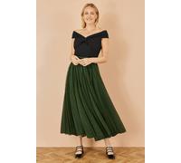 Yumi Women's Green Mesh Heart Print Tulle Skirt | Size: 14