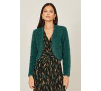 Yumi Women's Green Metallic Fluffy Eyelash Bolero | Size: Small Yumi Green S