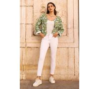 Yumi Women's Green Palm Reversible Cotton Quilted Jacket | Size: 12