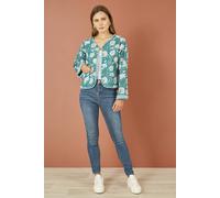 Yumi Women's Green Patchwork Print Reversible Cotton Quilted Jacket | Size: 12 Yumi Green 12