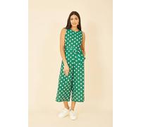 Yumi Women's Green Polka Dot Culotte Jumpsuit | Size: 24